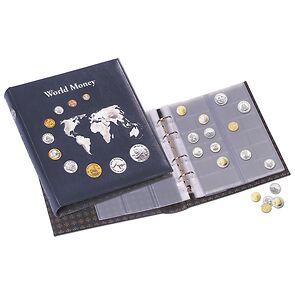 Album pour monnaies Optima, World Money avec 5 différentes feuilles, bleu