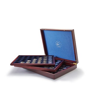 Coffret Numismatique VOLTERRA  TRIO de luxe, pour chacun 35  pièces de 2 € sous capsules