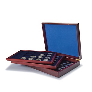 Coffret Numismatique VOLTERRA  TRIO de luxe, avec compartiments carrés jusqu'à 30, 39, 48m