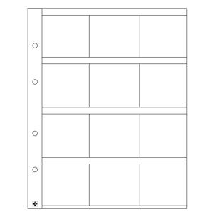 feuilles Numismatiques Optima, pour 12 cadres cartonnés 50x50 mm, transparent