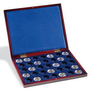 Coffret Numismatique VOLTERRA  UNO de luxe, pour 35pièces de 100euros or en caps d'origine