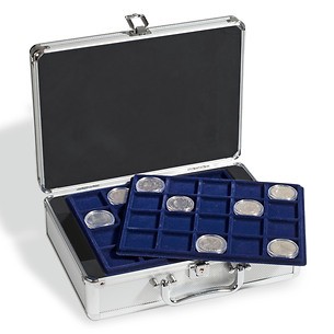 valisette Numismatique pour 120 pièces de 10/20 Euros sous capsules, 6 plateaux inclus