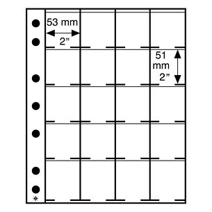 Pochettes plastiques Grande, 20 cases pour pièces de monnaipar lot