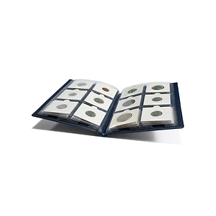 Leuchtturm – Album De Poche Numismatique, 8 Feuilles, 96 Pièces, Bleu, 155x205 Mm, PVC Rigide