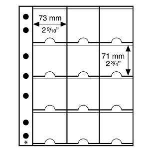 Pochettes plastiques GRANDE, 12 cases pour pièces de monnaie