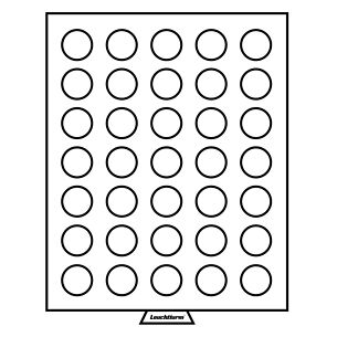 Médaillier 35 compartiments circulaires de 32,5 mm Ø, teinte fumée