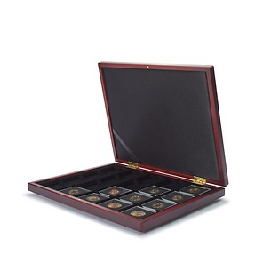 Coffret numismatique en bois avec 20 compartiments carrés 50x50 mm pour QUADRUM, noir