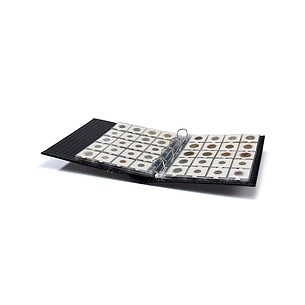 Reliure à anneaux Grande, incl.10 pochettes pour 200 cadres  à monnaie, incl. etui, noir