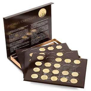 Coffret Presso pour 80 médailles souvenir, avec 4 plateaux