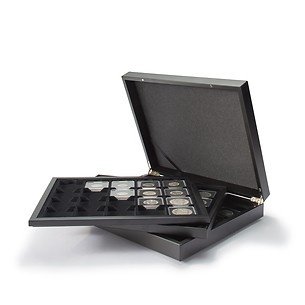 Coffret numismatique pour 60 capsules QUADRUM, 3 plateaux, noir