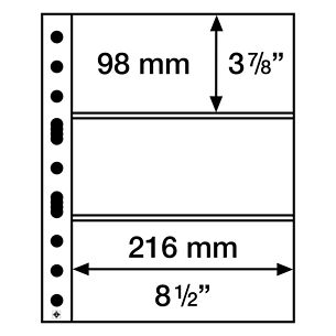 Feuilles en plastique GRANDE EASY, 3 poch. horiz. billets banque, PP, clair, paq. de 50