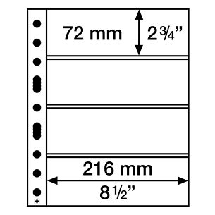 Feuilles en plastique GRANDE EASY, 4 pochettes horiz.billets banque, PP, clair, paq. de 50