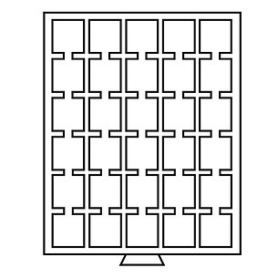 Médaillier MB 30 Compartiments carrés 38 x 38 mm, teinte fumée  avec plateau noir