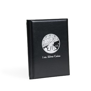 Album de poche pour 48 pièces  en argent, jusqu'à 41mm de diamètre, noir