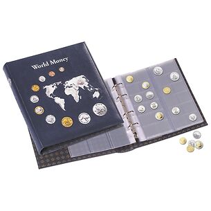 Album pour monnaies Optima, World Money avec 5 différentes feuilles, bleu