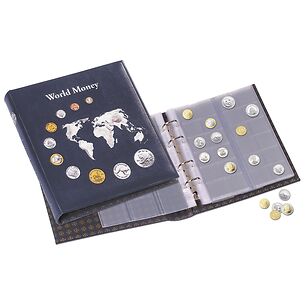 Album pour monnaies Optima, World Money avec 5 différentes feuilles, bleu