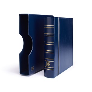 Reliure à anneaux Grande, design classique avec étui de protection, bleu