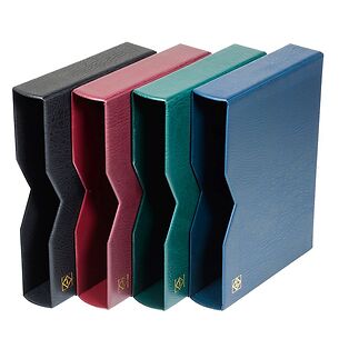 Etui pour classeur DIN A4, 64  pages noires, couverture ouatinée en cuir*, bleu