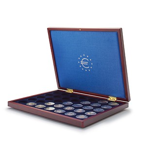 Coffret Numismatique VOLTERRA  UNO de luxe, pour 35 pièces jusqu'à 26 mm Ø en capsules