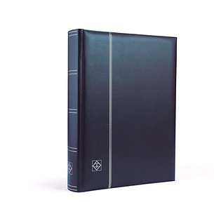 Classeur à bandes LEDER, A4, 64 pages noires, couverture ouatinée en cuir véritable, bleu