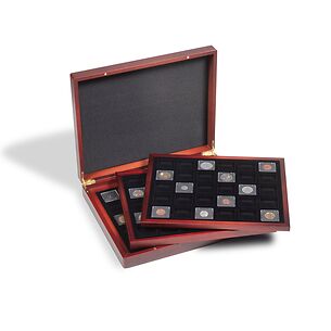 Coffret numismatique VOLTERRA  TRIO pour 3x 30 capsules QUADRUM Mini, 38 x 38 mm, noir