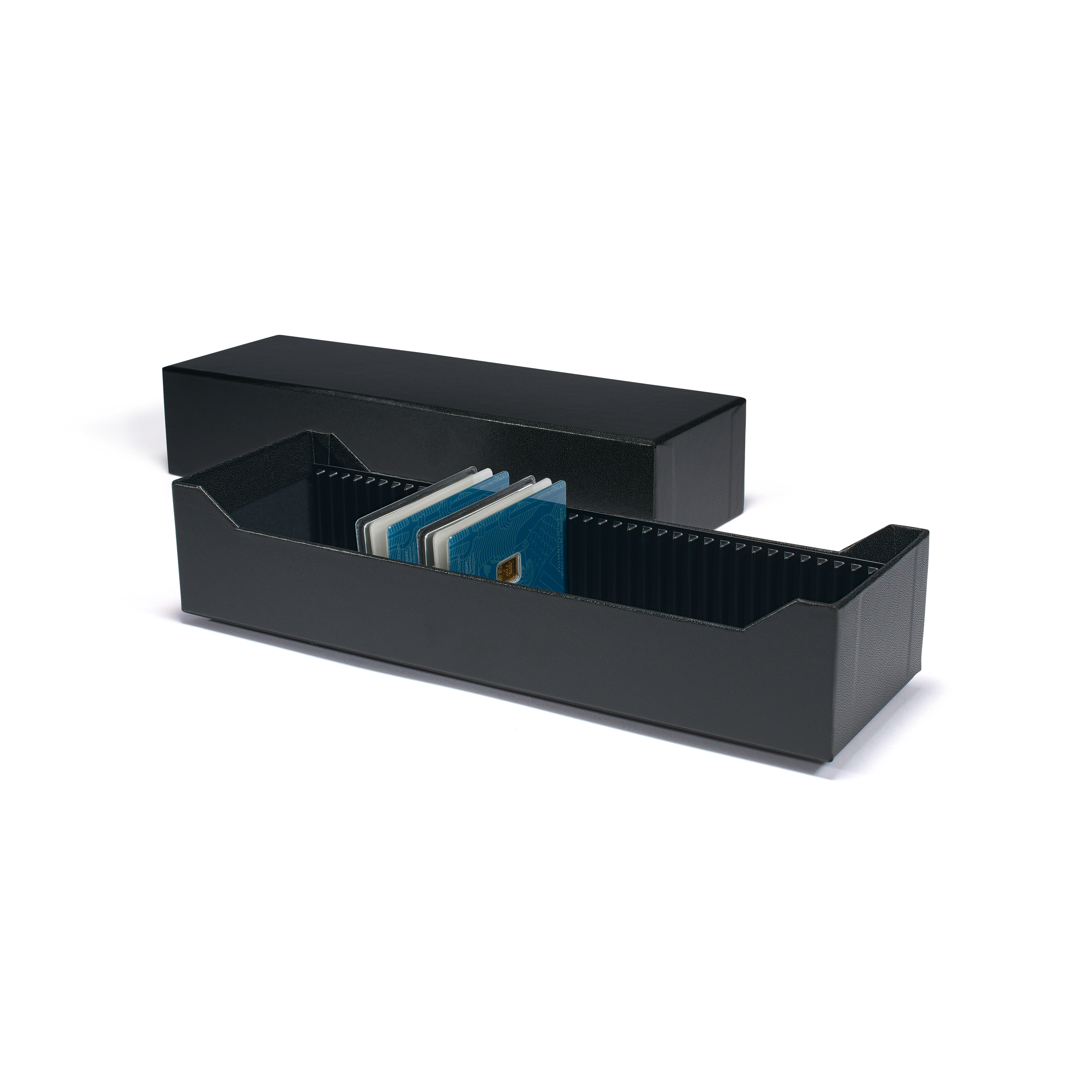 Écrin Volterra Leuchtturm Pour 1 Lingot D'or Sous Blister - Bois Acajou, Intérieur Satin Noir, Dimensions 120x90x34 Mm