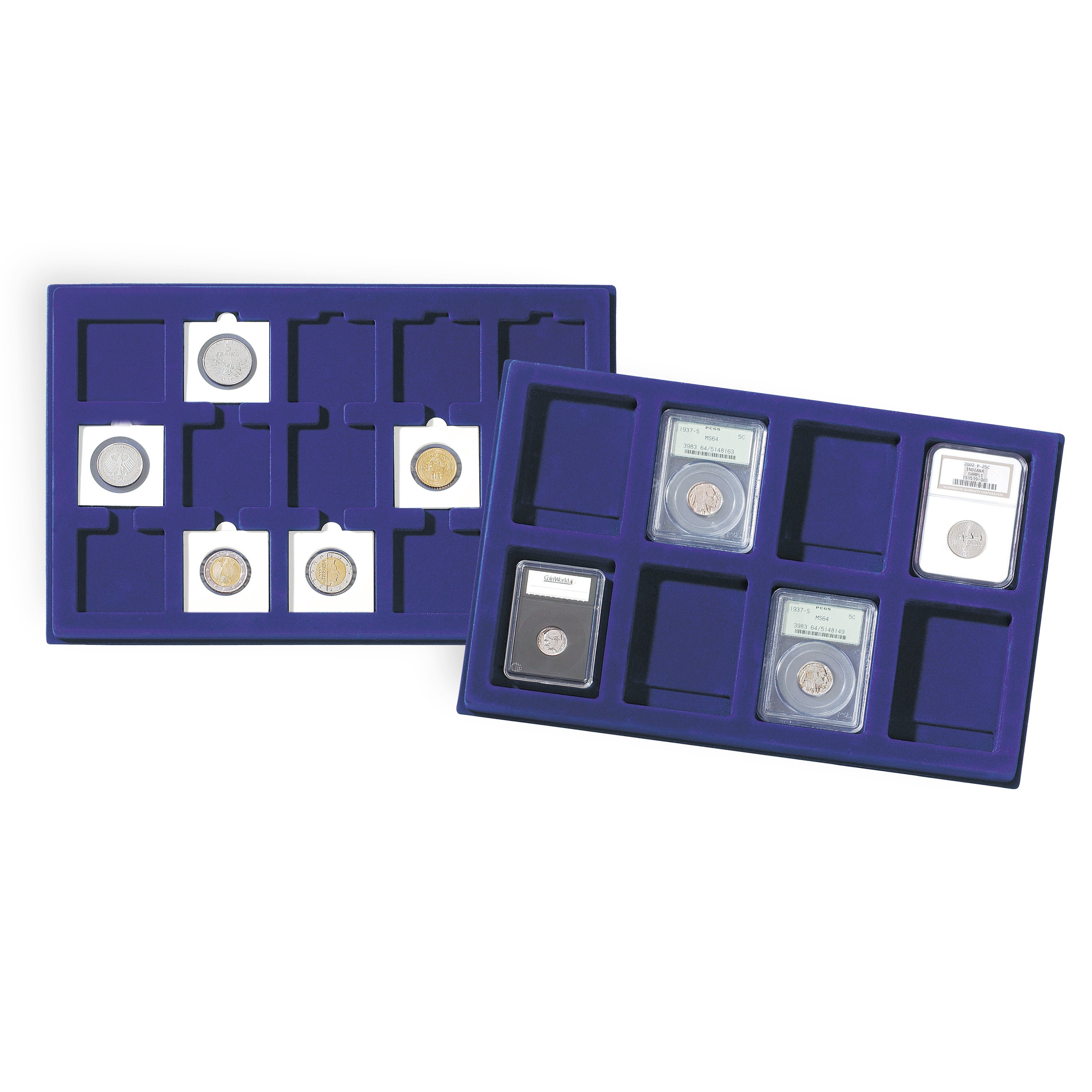 Grande valise numismatique de collection avec 8 plateaux
