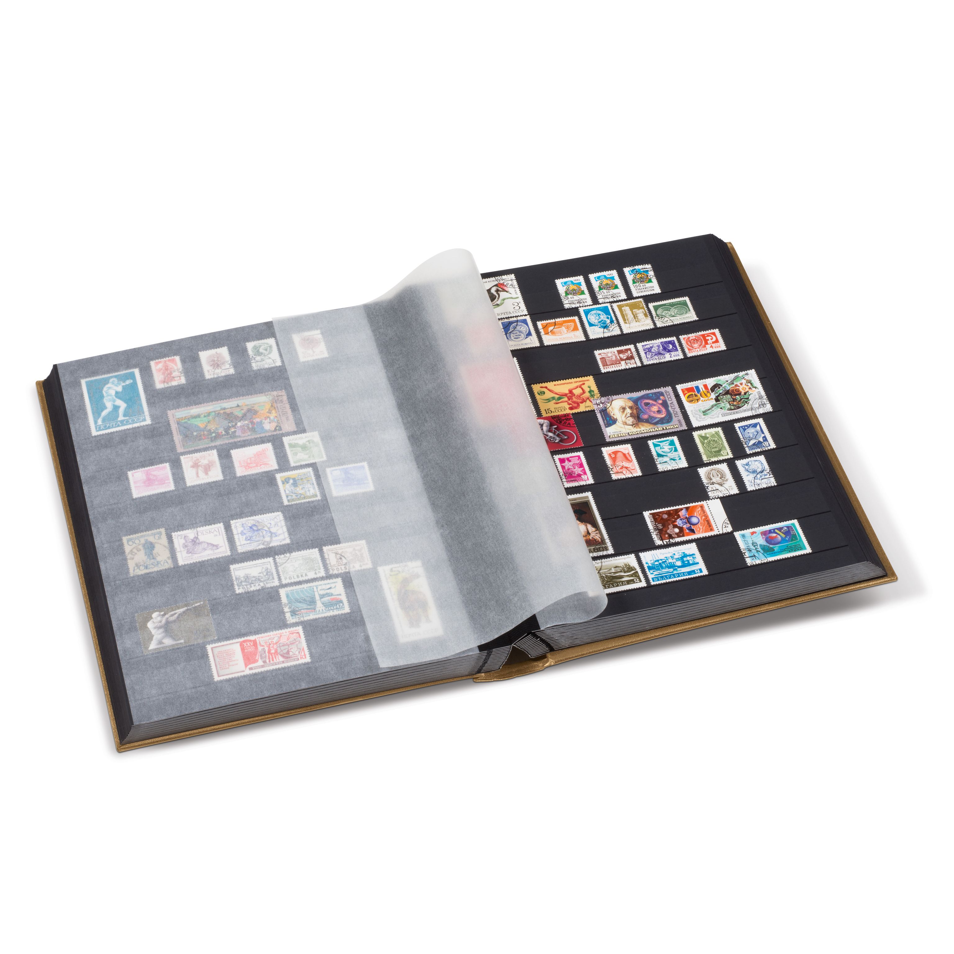 Classeur pour timbres 64 pages noires comfort bleu 314718 Leuchtturm