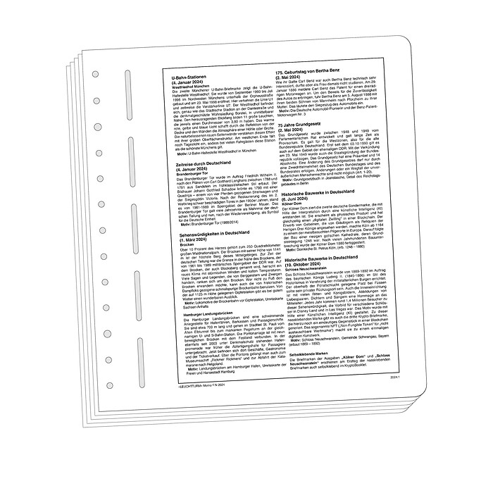 Leuchtturm Memo-feuilles complémentaires Allemagne 2025