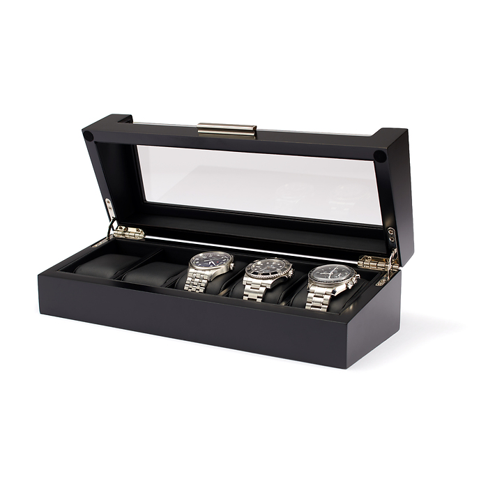 Coffret à montres Tempor, 5 compartiments, noir