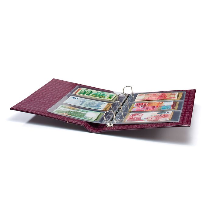 Reliure à anneaux Grande, design classique avec étui de protection, rouge
