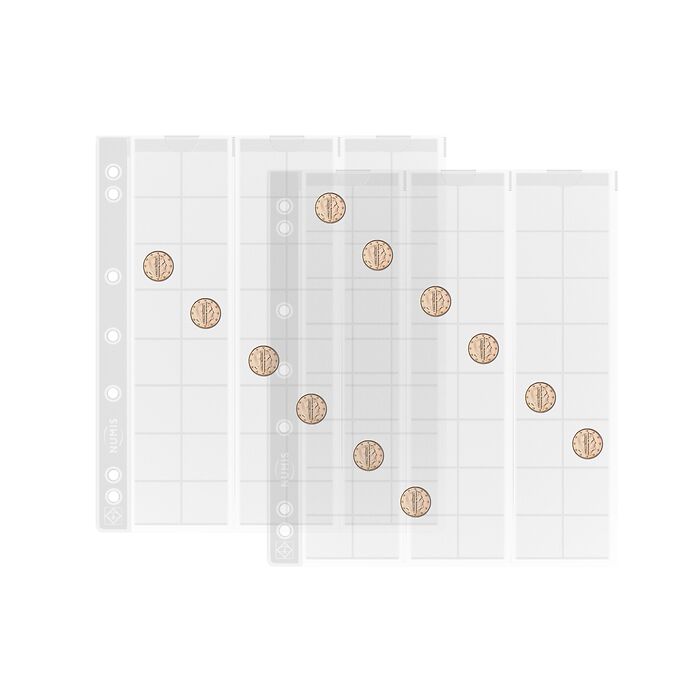 feuilles Numismatiques Numis,  48 Compartiments jusqu'à 17 mm Ø, paquet de 5