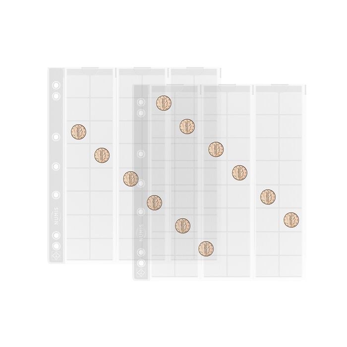 Feuilles numismatiques NUMIS, 48 compartiments jusqu'à 17 mm Ø, paquet de 5