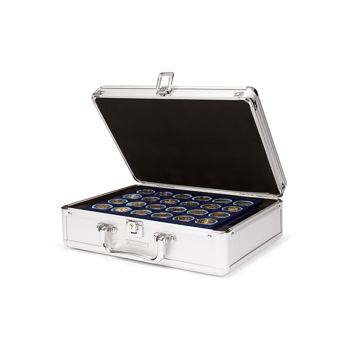 valisette Numismatique pour 144 pièces de 2 Euros sous capsules, 6 plateaux inclus