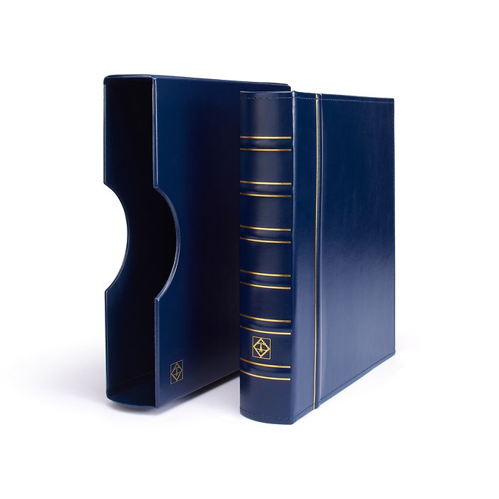 Reliure à anneaux Grande, design classique avec étui de protection, bleu