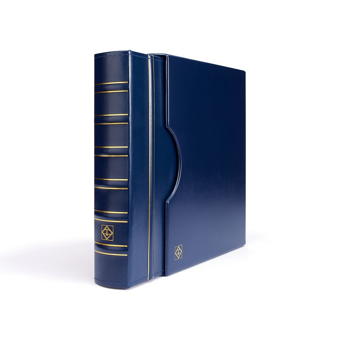 Reliure à anneaux Grande, design classique avec étui de protection, bleu