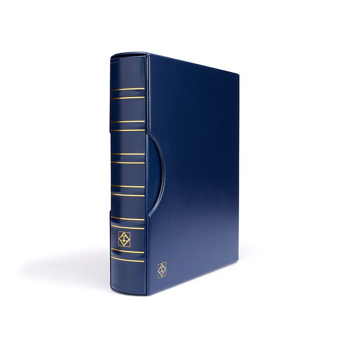Reliure à anneaux Grande, design classique avec étui de protection, bleu