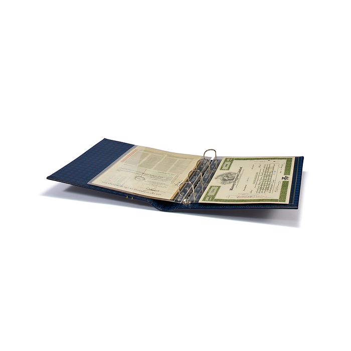 Reliure à anneaux Grande, design classique avec étui de protection, bleu