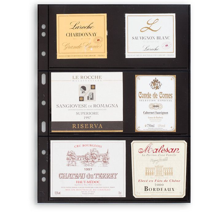 Pochettes plastiques Grande, avec 3 bandes horizontales, noir