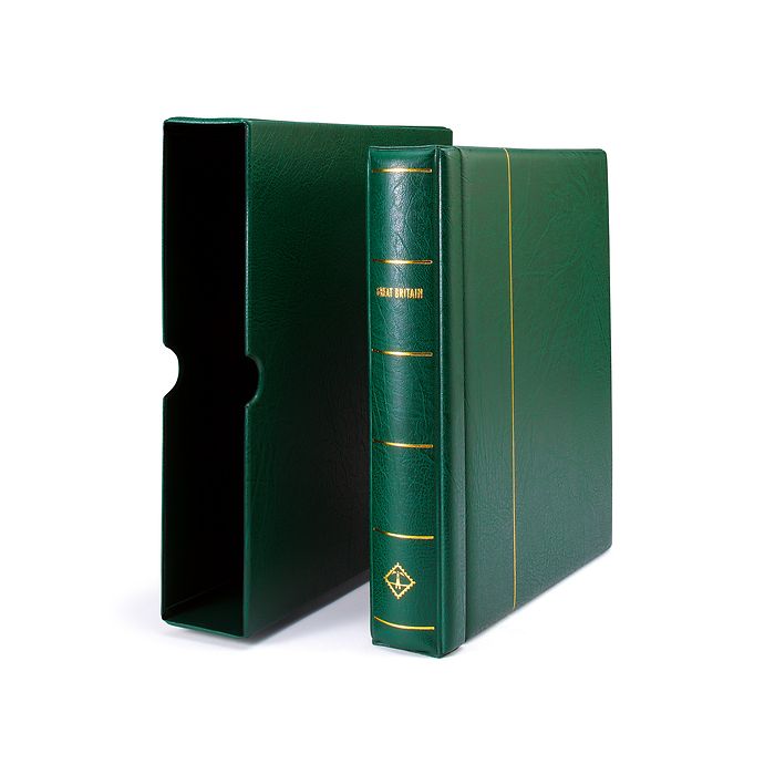 Leuchtturm Album préimprimé SF Grande-Bretagne 1840-1970, avec étui, vert