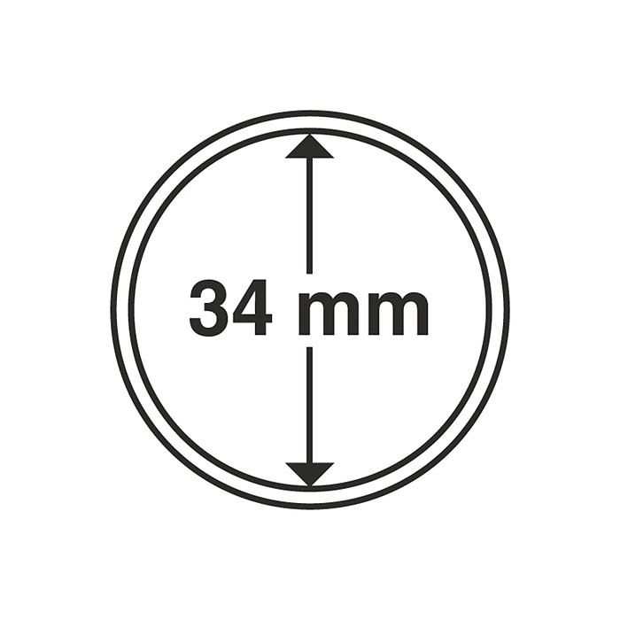 Capsules pour pièces de monnaie diamètre intérieur 34 mm