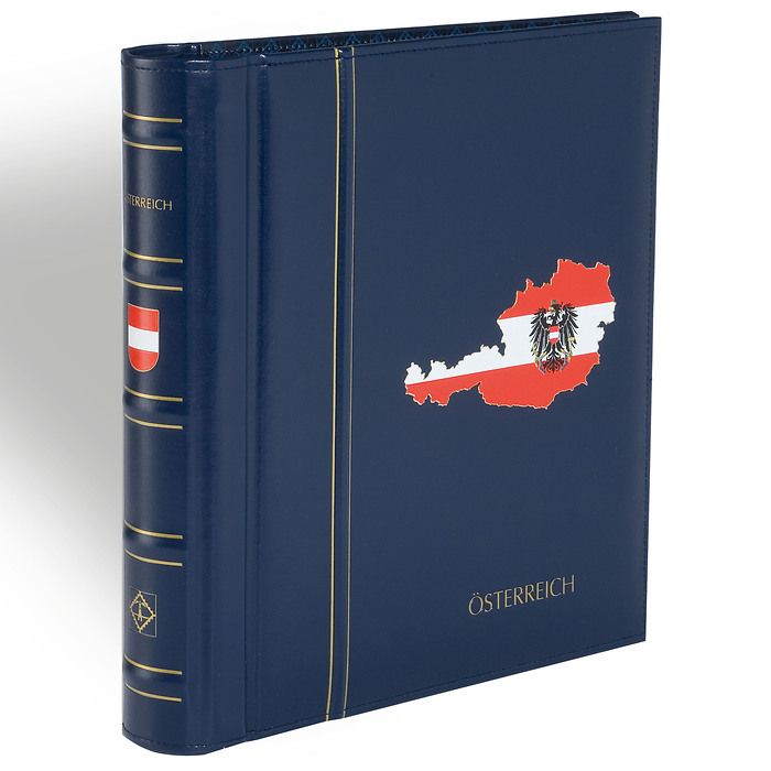 Reliure Perfect DP, design classique, gravé 'ÖSTERREICH' avec étui de protection, bleu