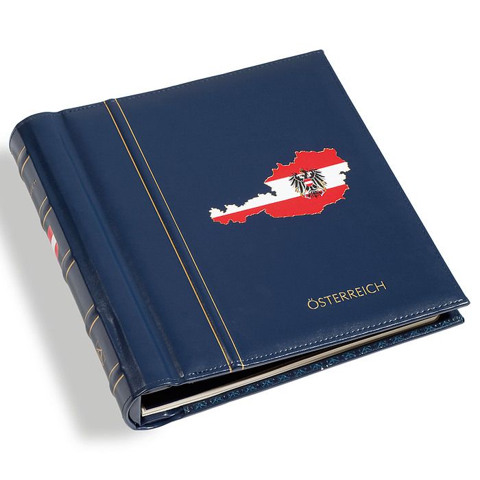 Reliure Perfect DP, design classique, gravé 'ÖSTERREICH' avec étui de protection, bleu