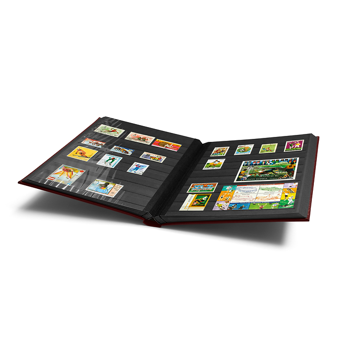 Classeur Premium, DIN A4, 32 feuilles noires, couverture ouatinée ecuir, rouge