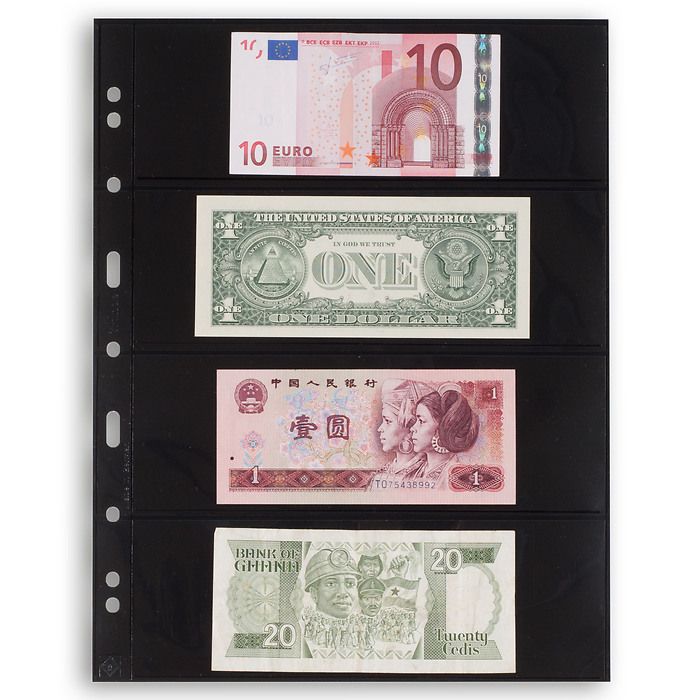 Pochettes plastiques Grande, avec 4 bandes horizontales, noir