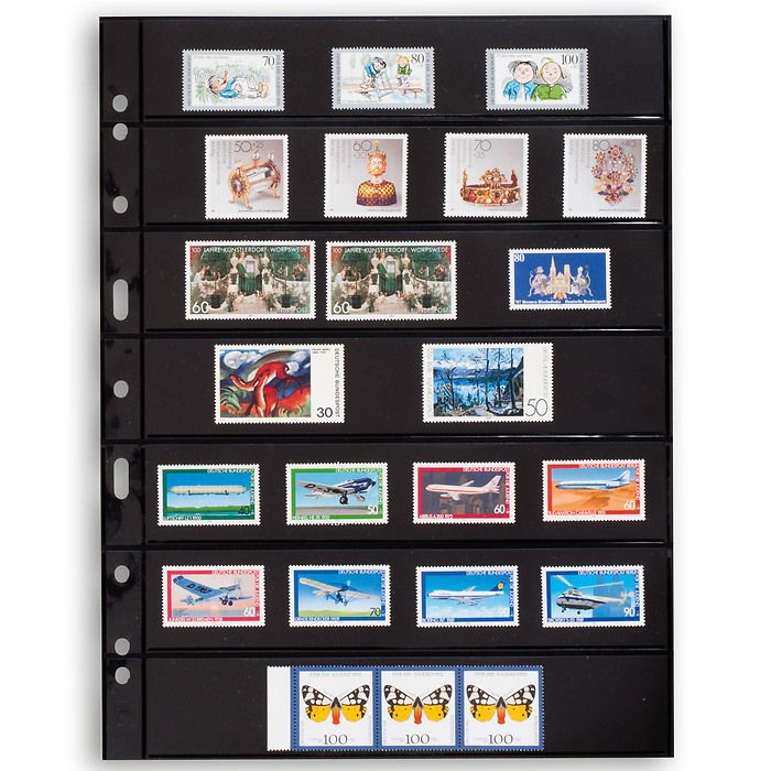 Pochettes plastiques Grande, avec 7 bandes horizontales, noir