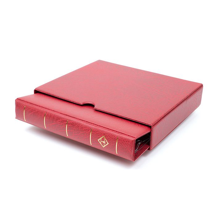 Reliure à anneaux Optima F, avec étui de protection, rouge