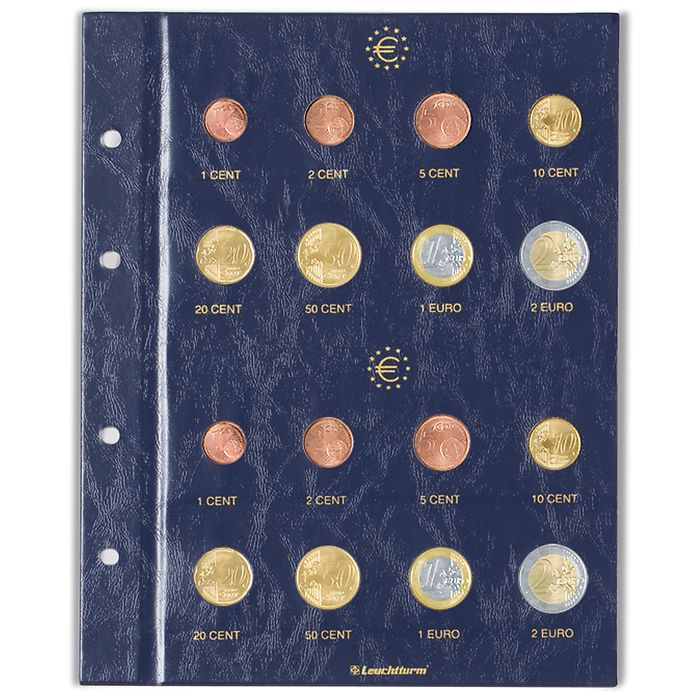 feuilles Numismatiques Vista,   'Euro' neutres pour 2 Séries  par Feuille