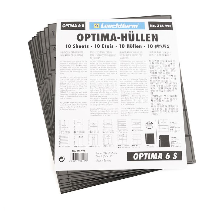 Pochettes plastiques Optima, 6 Compartiments, noir