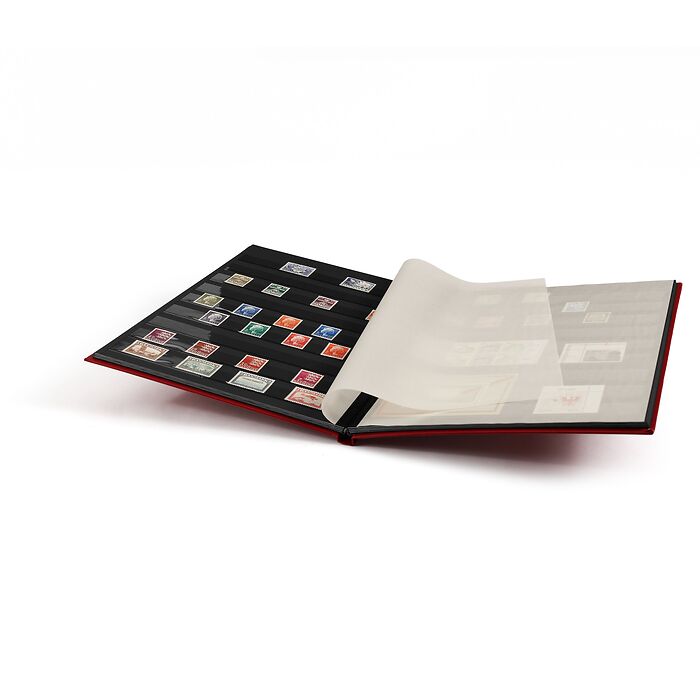 Classeur Basic, DIN A4, 16 pages noires, couverture non matelassée, rouge